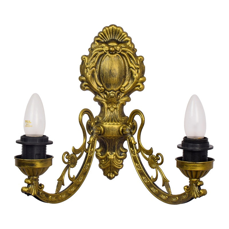Applique murale à 2 lumières en verre résine fer Tiffany traditionnel conique feuillage pour couloir 