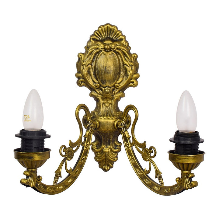 Applique murale à 2 lumières en verre résine fer Tiffany traditionnel conique feuillage pour couloir 