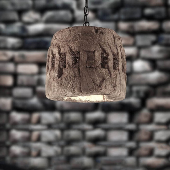 Contemporary Industrial Resin Barrel 1-Light Pendant Light for Living Room