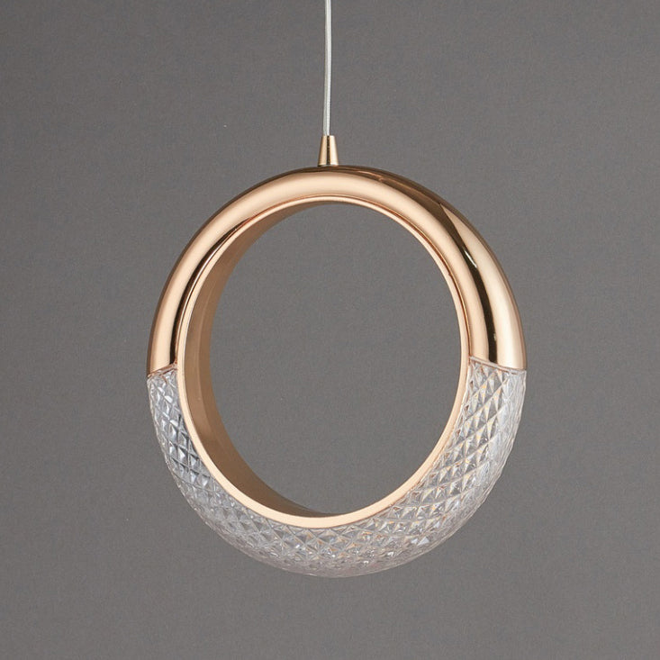 Contemporary Scandinavian Moon Circle Alloy PMMA LED Pendant Light For Bedroom
