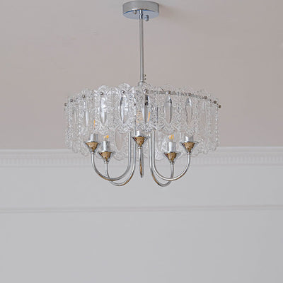 Porte-bougie rond en verre et fer traditionnel français 4/5/6 Lumières Lustres pour chambre 