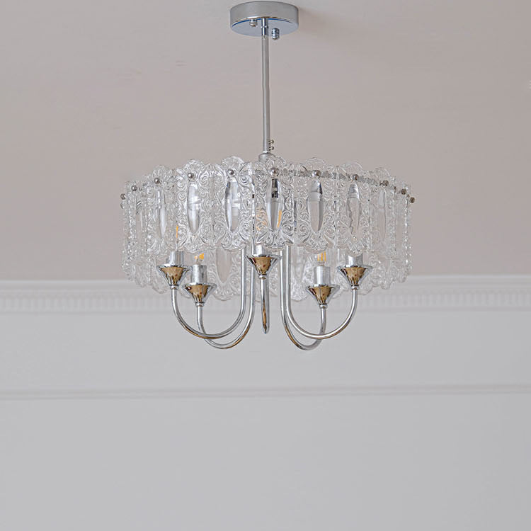 Porte-bougie rond en verre et fer traditionnel français 4/5/6 Lumières Lustres pour chambre 