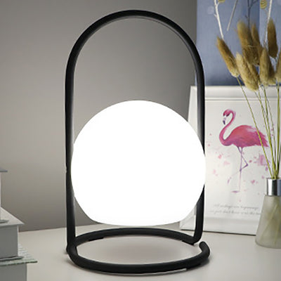 Lampe de table LED suspendue rechargeable en forme de boule, œuf, cube, cylindre en métal nordique contemporain pour chevet 