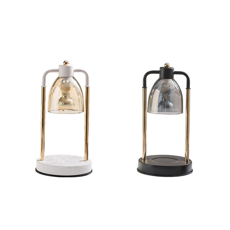 Lampe de table contemporaine nordique en fer et verre conique rectangulaire à 1 lumière avec cire fondante pour chambre 