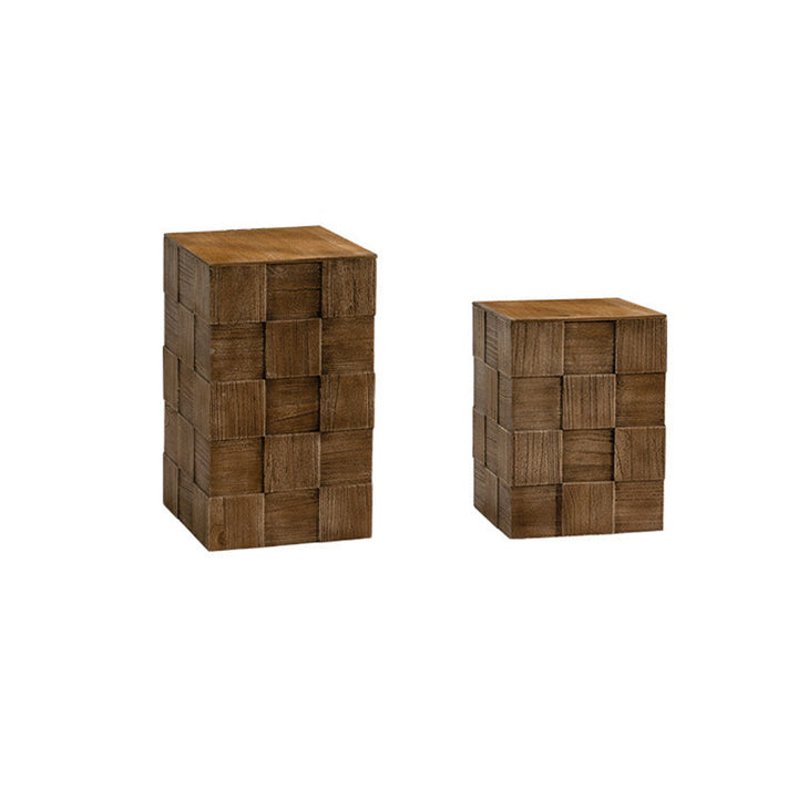 Traditioneller Vintage Quadratischer Massivholz Beistelltisch 1-Etage Für Wohnzimmer 