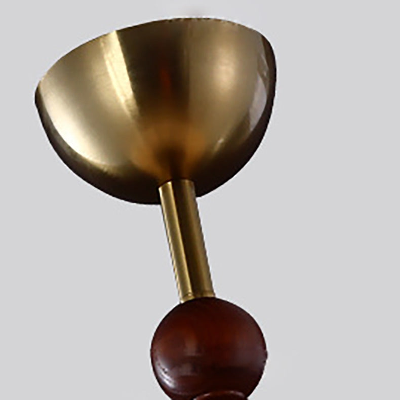 Lámpara colgante de 1 luz de tela floral redonda romántica francesa tradicional de madera y metal para dormitorio 