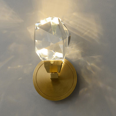 Contemporary Luxury Full Copper Crystal Stone LED Wall Sconce Lamp For Living Room
