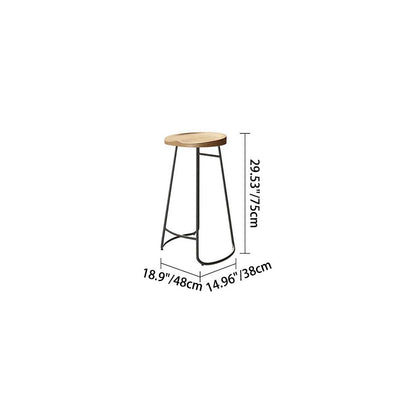 Tabouret de bar rond en fer sans dossier avec repose-pieds contemporain nordique Tsuga Chinensis pour salle à manger 