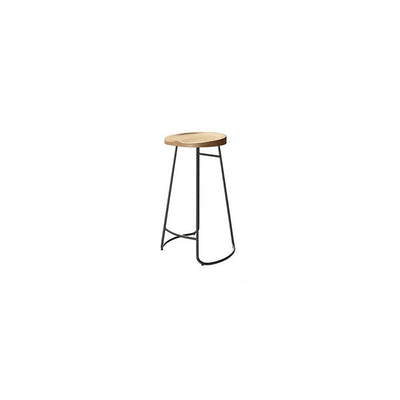 Tabouret de bar rond en fer sans dossier avec repose-pieds contemporain nordique Tsuga Chinensis pour salle à manger 
