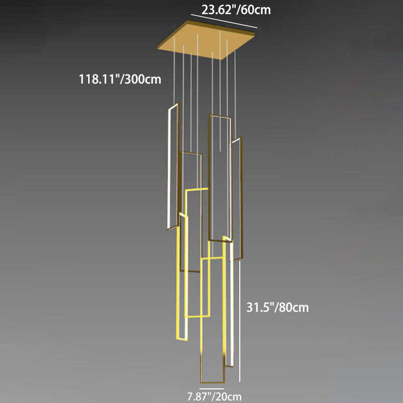 Plafonnier LED moderne minimaliste en fer, aluminium et silice rectangulaire pour escalier 