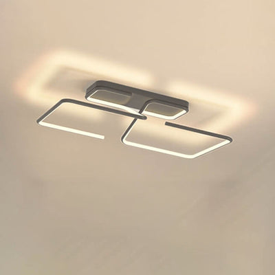 Modern Minimalist Lines Rectangular Iron Acrylic LED Flush Mount Ceiling Light