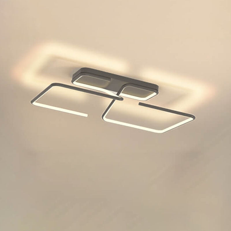 Modern Minimalist Lines Rectangular Iron Acrylic LED Flush Mount Ceiling Light