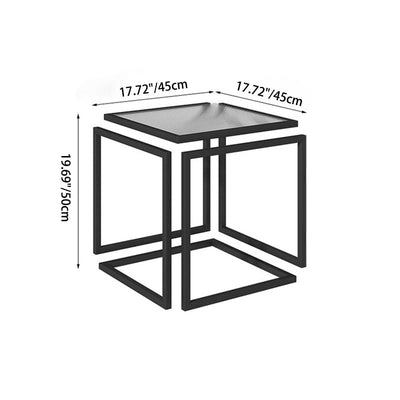 Table d'appoint carrée en verre et fer à la simplicité contemporaine pour salon 