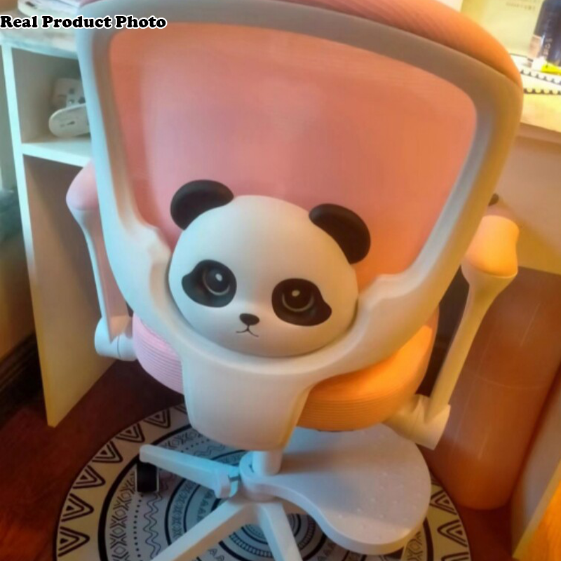 Zeitgenössischer kreativer Kinder Panda Square Mesh PP Nylon Hardware Latex Hebbarer Drehstuhl mit Rückenlehne, Armlehne und Fußstütze für das Studium 