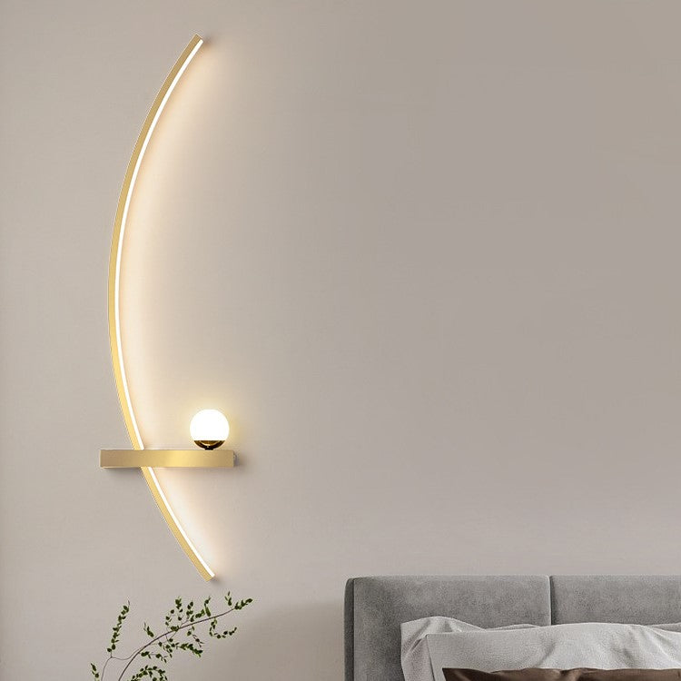 Lámpara de Aplique de Pared LED de Hierro Silicona Esférica Rectangular Larga Curvada Minimalista Moderna Para Dormitorio 