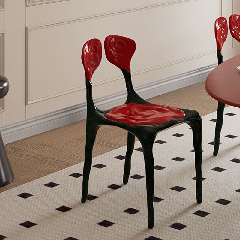 Moderner Art Deco Rose Square FRP Composite Esszimmerstuhl Rückenlehne ohne Armlehnen für Esszimmer 