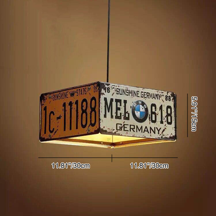 Zeitgenössischer industrieller kreativer quadratisch-rechteckiger Kennzeichen-Metall-3/5-Licht-Kronleuchter für das Wohnzimmer 