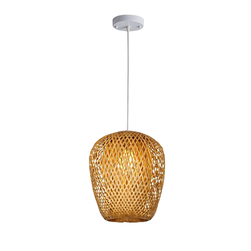 Rustic Style Bamboo Weaving 1-Light Pendant Light