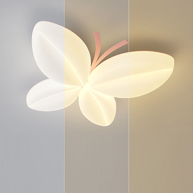 Modern Art Deco Butterfly Design Iron PE LED Flush Mount Ceiling Light For Bedroom