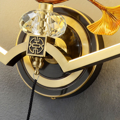 مصباح حائط LED أكريليك من النحاس والمغنيسيوم التقليدي الصيني لغرفة النوم 