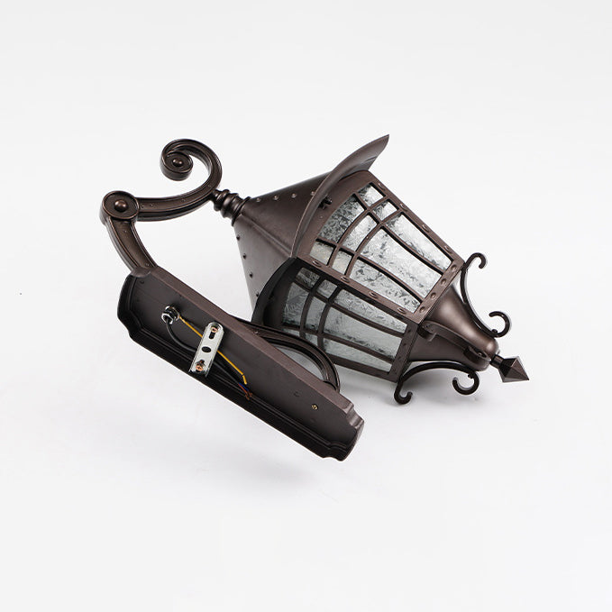 Applique murale 1 lumière en aluminium étanche traditionnel européen avec cône en verre pour patio extérieur 