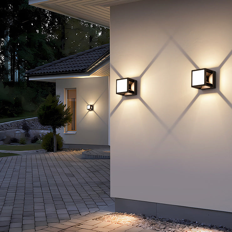 Zeitgenössische Einfachheit ABS Quadrat LED Solar Wasserdichte Outdoor Wand Leuchte Lampe Für Garten 