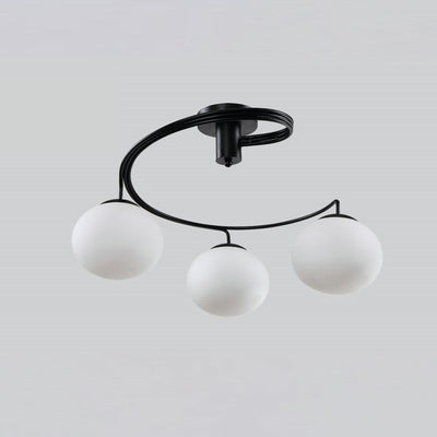 Moderne minimalistische geschwungene Linie ovale Eisenglas 3/5 Licht Halbbündige Deckenleuchte für Wohnzimmer 
