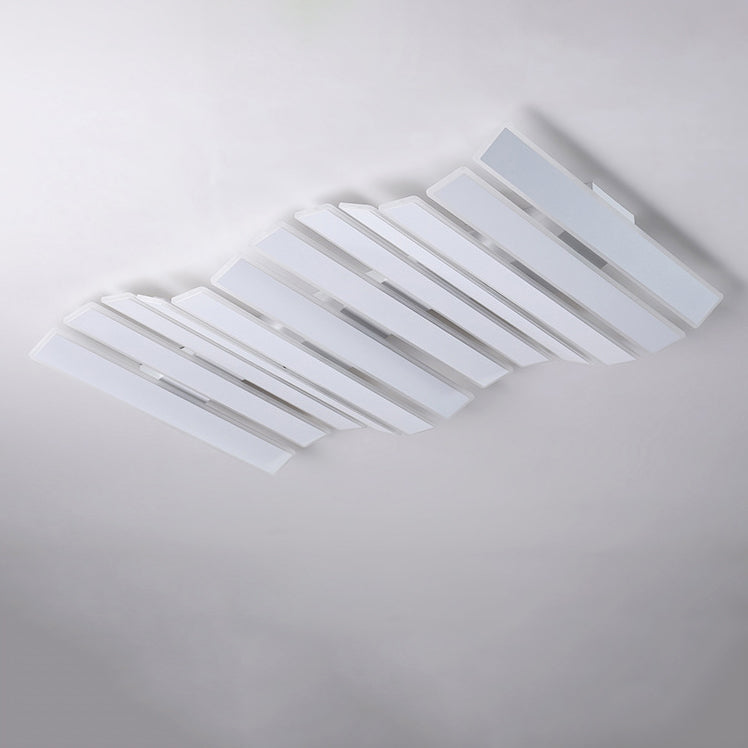 Zeitgenössische Einfachheit Acryl gestreifte Fischgrätenform LED Unterputz Deckenleuchte für Wohnzimmer 