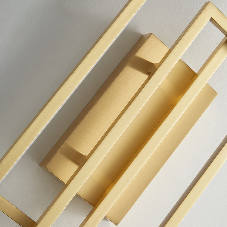 Moderne Mid-Century Wandleuchte aus Kupfer im rechteckigen geometrischen Design mit LED für das Bett 