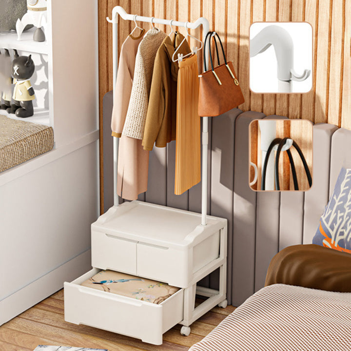 Armoire de rangement mobile à 3 compartiments en PP et acier au carbone, forme rectangulaire, style minimaliste moderne, oreilles de chat, pour chambre à coucher 