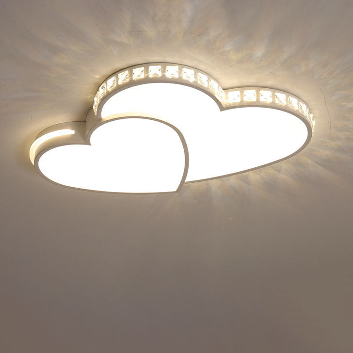 Zeitgenössische Einfachheit Kristall Rand Acryl Herz Form LED Unterputz Deckenleuchte für Schlafzimmer 