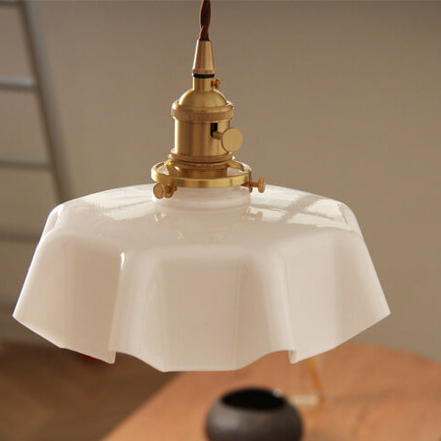 Lámpara colgante de 1 luz con forma de flor de vidrio tradicional francesa para sala de estar 