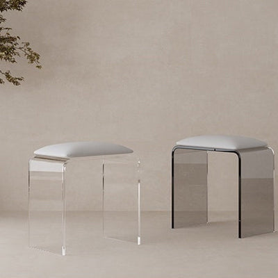 Tabouret de vanité en cuir acrylique rectangulaire minimaliste moderne pour chambre 