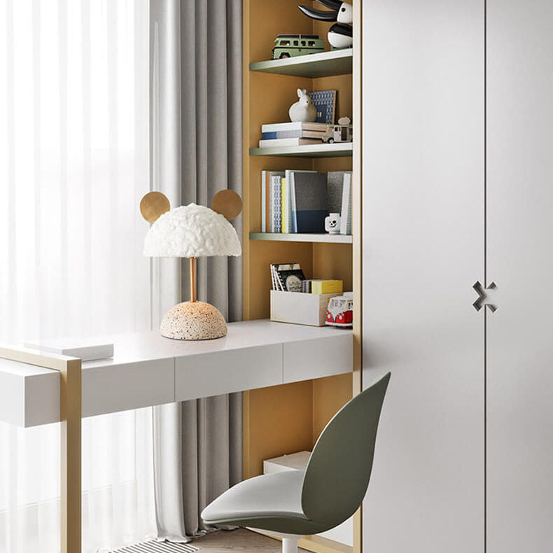 Lampe de table 1 lumière avec abat-jour en peluche créative nordique et base en terrazzo matériel 