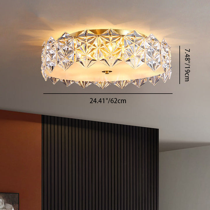 Plafonnier moderne minimaliste rond en cristal et cuivre complet à 4/6 lumières pour salon 