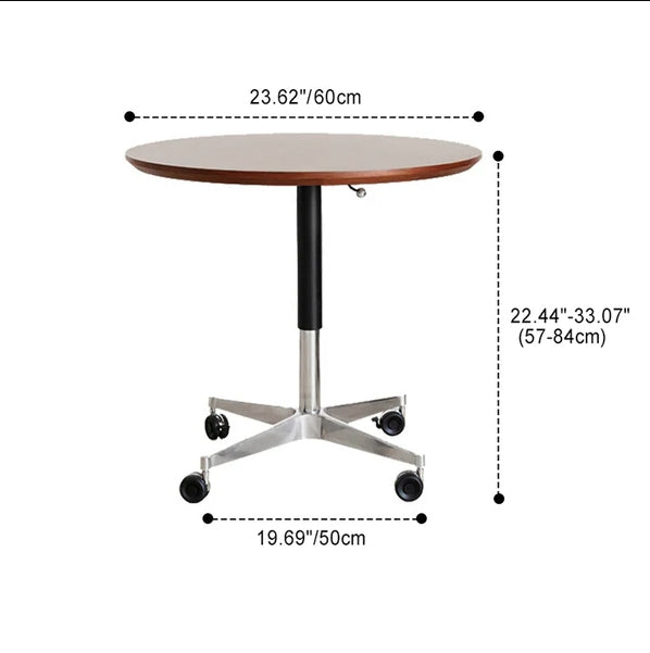 Zeitgenössischer Einfachheit MDF Runder Couchtisch Höhenverstellbar Neigung Caster Für Wohnzimmer 
