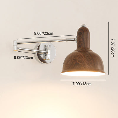 Applique murale contemporaine scandinave en fer métallique rond hémisphérique à bras réglable 1 lumière pour chevet 