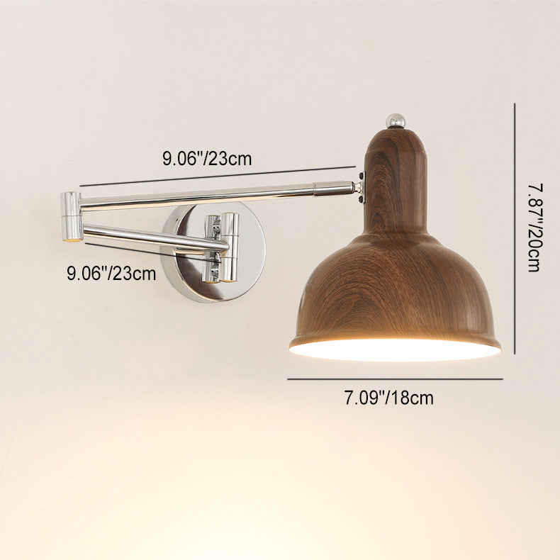 Applique murale contemporaine scandinave en fer métallique rond hémisphérique à bras réglable 1 lumière pour chevet 