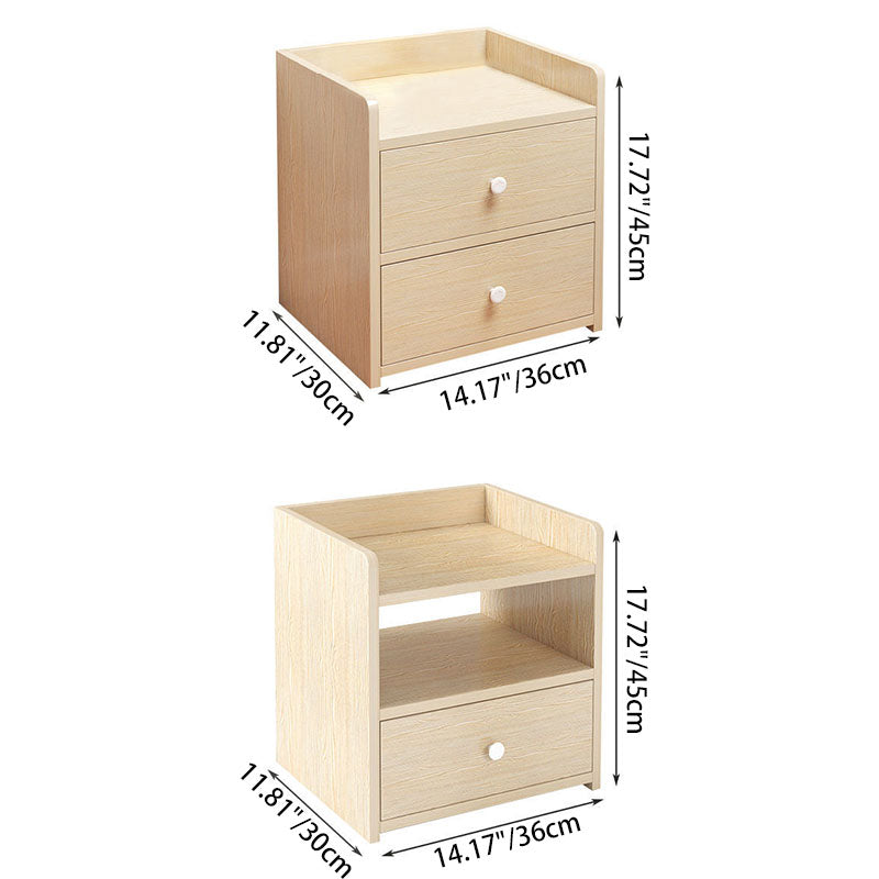Table de chevet rectangulaire minimaliste moderne en panneau de densité avec 1/2/3 tiroirs pour chambre à coucher 