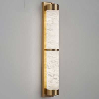 Modern Light Luxury Full Copper Marble Column LED Wall Sconce Lamp