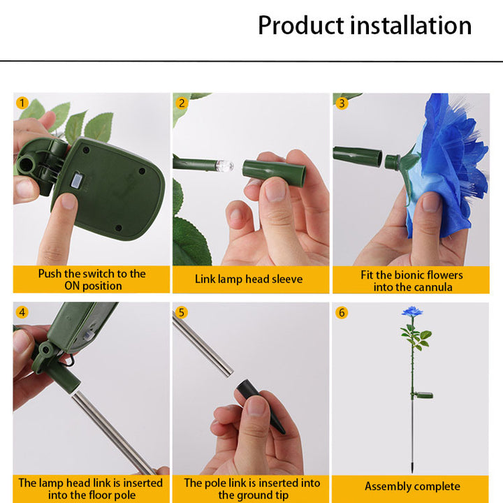 Zeitgenössische kreative Solar-Edelstahl-Fabric-Rosen-LED-Außenbodensteckleuchte für den Garten 