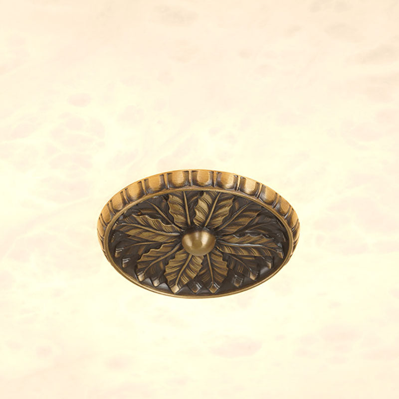 Plafonnier LED Rond en Cuivre et Marbre Moderne Transitionnel pour Chambre 