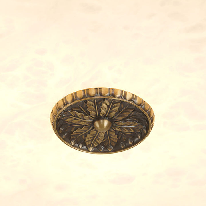 Plafonnier LED Rond en Cuivre et Marbre Moderne Transitionnel pour Chambre 