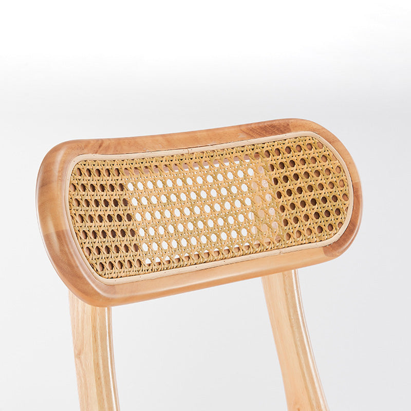 Tabouret de comptoir moderne minimaliste en cuir PU avec rotin rembourré en bois de caoutchouc, dossier ouvert, repose-pieds pour cuisine 