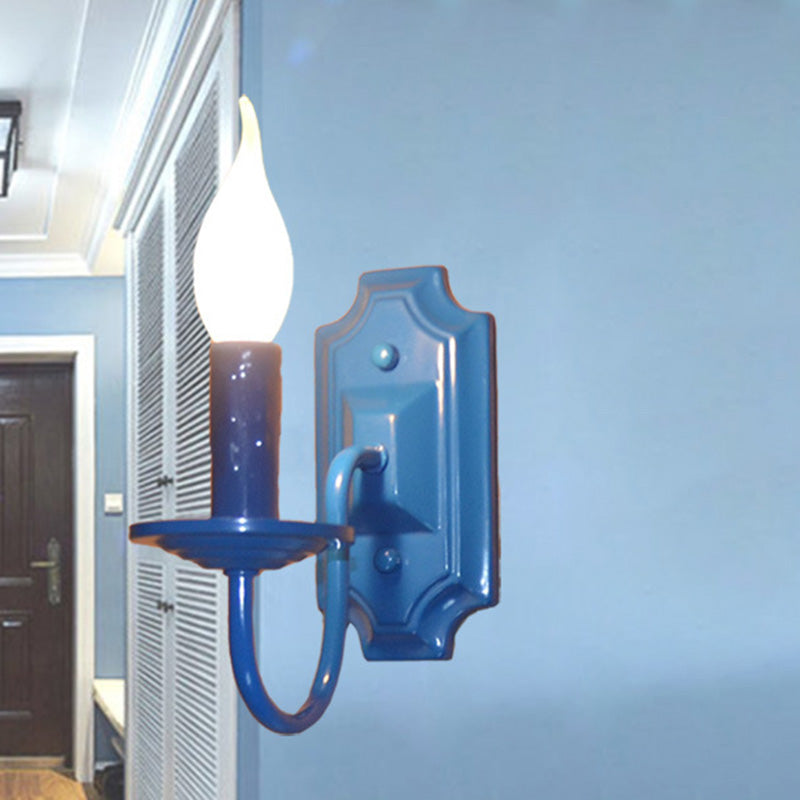 Traditional Rustic Iron Candlestick Holder 1-Light Wall Sconce Lamp For Hallway
