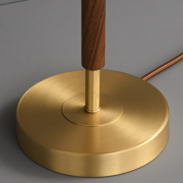 Lampe de table contemporaine rétro en laiton avec abat-jour en tissu cylindrique 1 lumière pour chevet 