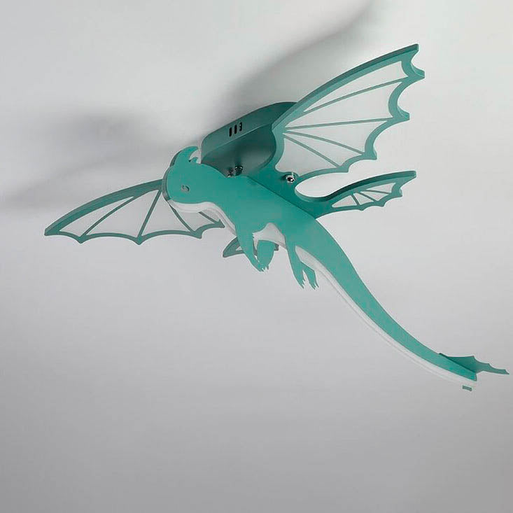 Contemporary Creative Acrylic Cartoon Dinosaur LED Kids Semi-Flush Mount Ceiling Light For Bedroom