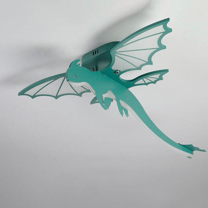 Contemporary Creative Acrylic Cartoon Dinosaur LED Kids Semi-Flush Mount Ceiling Light For Bedroom