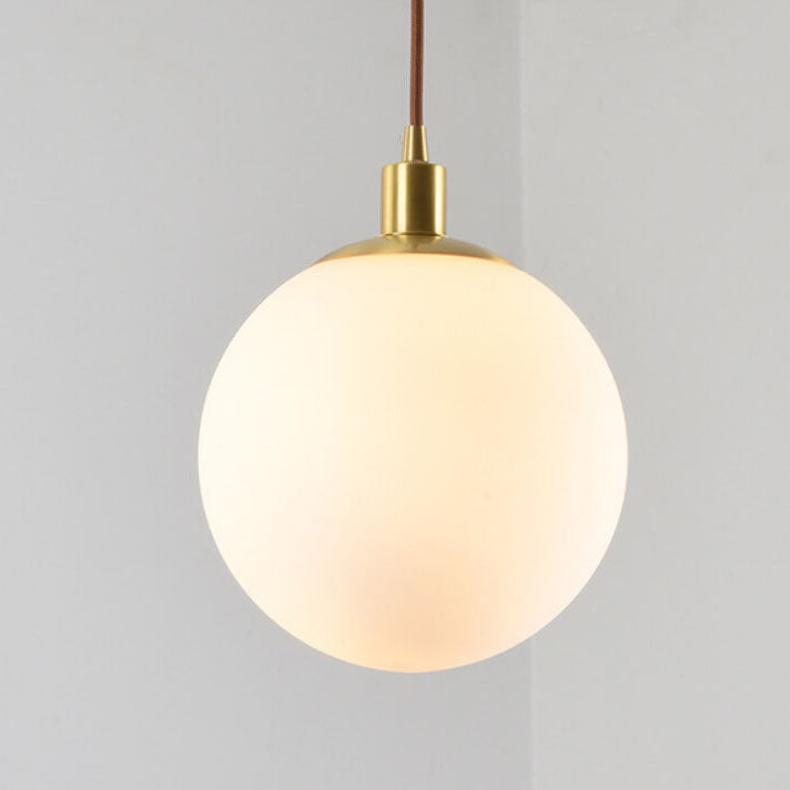Nordic Minimalist White Orb 1-Light Pendant Light