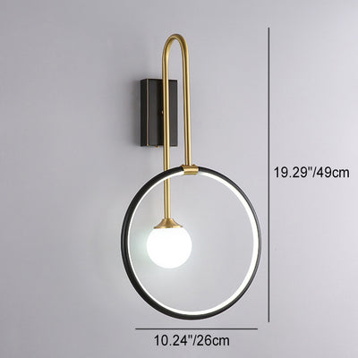 Moderne Einfachheit Kreis Ring Kupfer Glas 1-Licht Wandleuchte Lampe für Schlafzimmer 